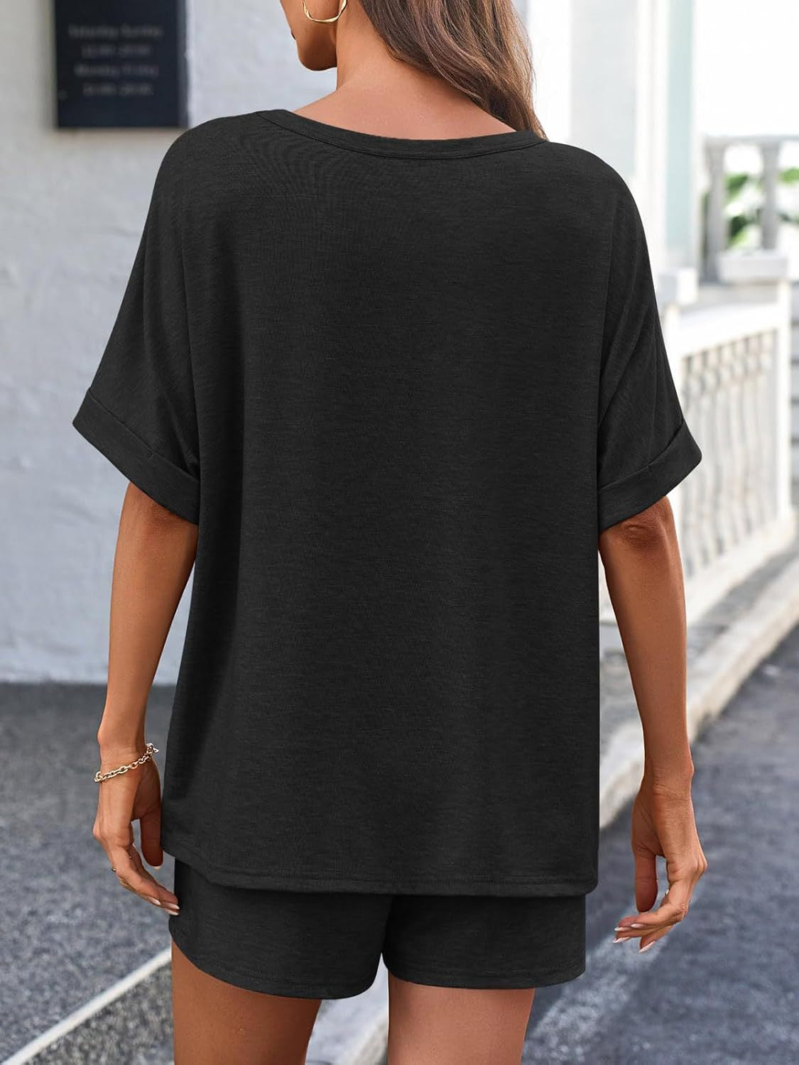 Round Neck T-Shirt and Drawstring Shorts Set - MyEmpired