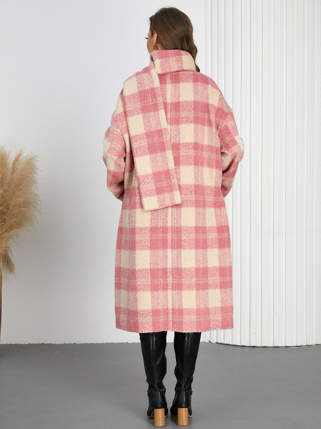 Plaid Button Up Long Sleeve Coat - MyEmpired