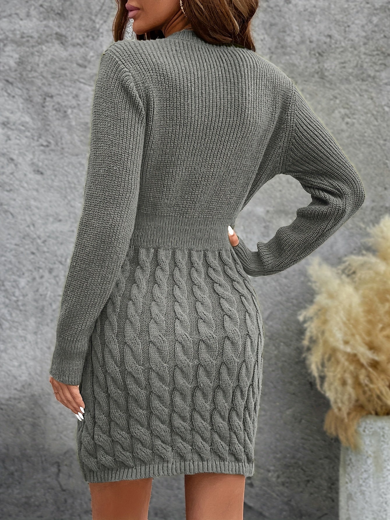 Stylish Long Sleeve Round Neck Knit Dress for Women - Elegant Polyester Autumn/Winter Fashion with Waist Tie, Comfortable and Versatile - Perfect for Daily Wear and Special Occasions - MyEmpired