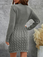Stylish Long Sleeve Round Neck Knit Dress for Women - Elegant Polyester Autumn/Winter Fashion with Waist Tie, Comfortable and Versatile - Perfect for Daily Wear and Special Occasions - MyEmpired