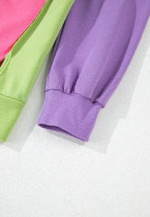 Exposed Seam Color Block Long Sleeve Sweatshirt - MyEmpired