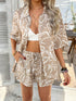 Devine Printed Collared Neck Half Sleeve Top and Shorts Set - MyEmpired