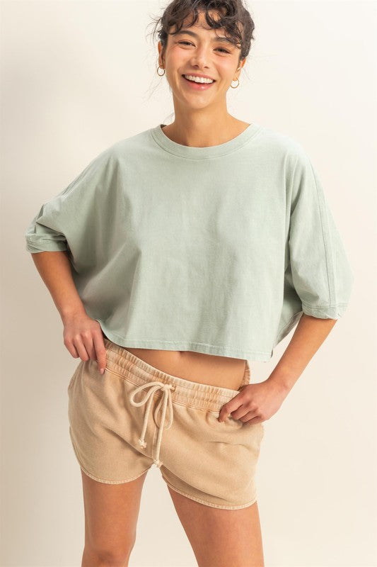 HYFVE Lightweight Round Neck Batwing Sleeve T-Shirt - MyEmpired