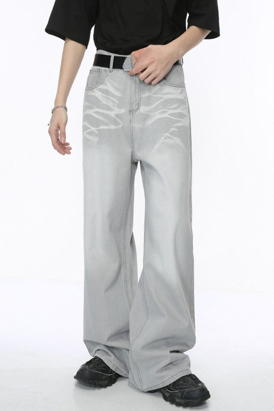 Washed Cat Whisker Straight-Leg Jeans - MyEmpired