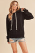 Aemi + Co Raw Hem Kangaroo Pocketed Drawstring Hoodie - MyEmpired