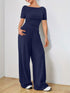 Round Neck Short Sleeve T-Shirt and Pants Set - MyEmpired