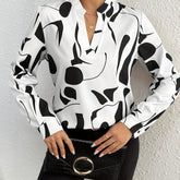 Geo Print V Neck Blouse - MyEmpired