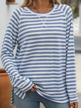 Mandy Striped Round Neck Long Sleeve T-Shirt - MyEmpired
