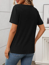 Ribbed V-Neck Short Sleeve T-Shirt - MyEmpired