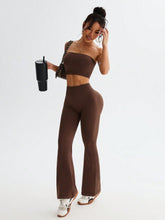 Tube Top and High Waist Flare Pants Active Set - MyEmpired