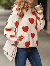 Fuzzy Heart Pocketed Dropped Shoulder Hoodie - MyEmpired