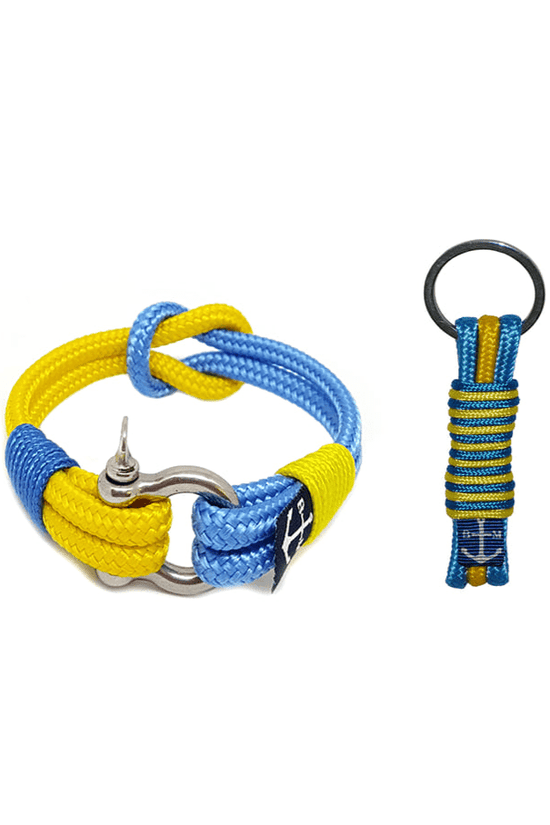 Yellow and Blue Rope Bracelet and Keychain