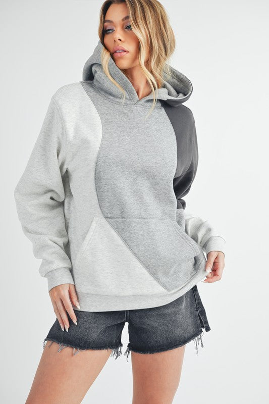 Aemi + Co Color Block Hoodie with Kangaroo Pocket - MyEmpired