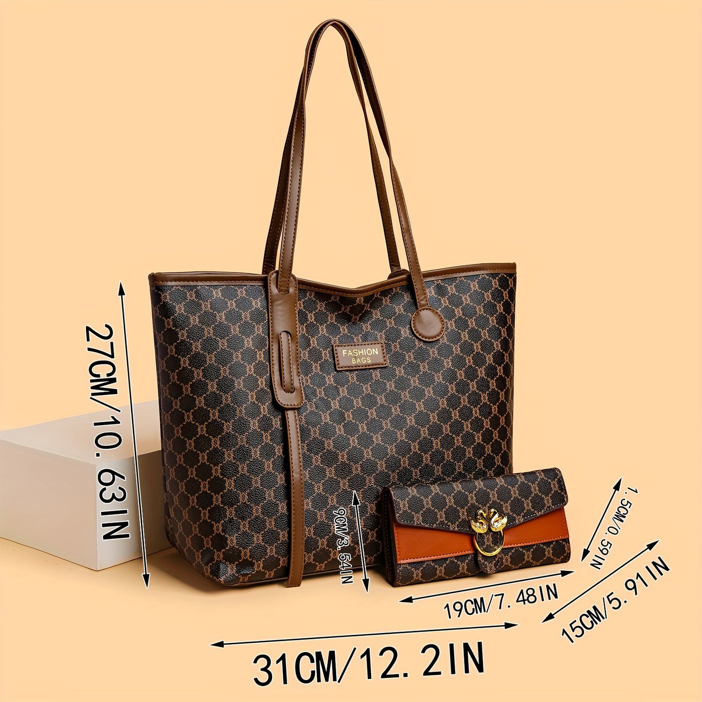 Handbags with Random Printing Design (2-Piece Set)