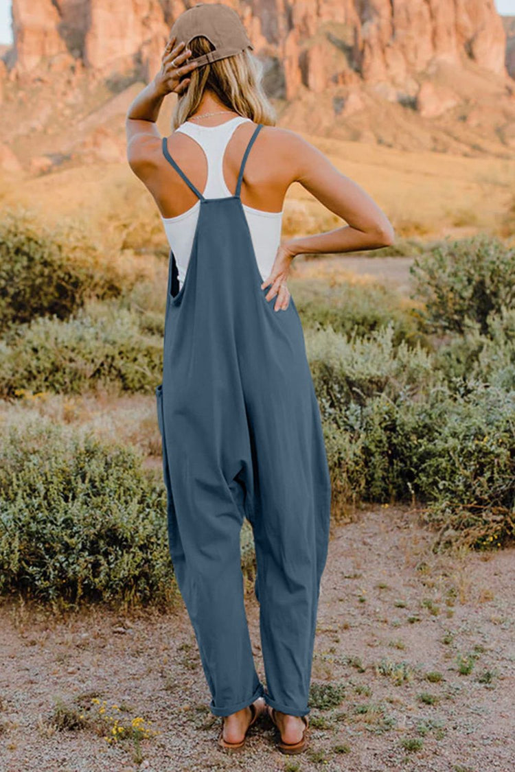 Double Take Full Size V-Neck Sleeveless Jumpsuit with Pockets - MyEmpired