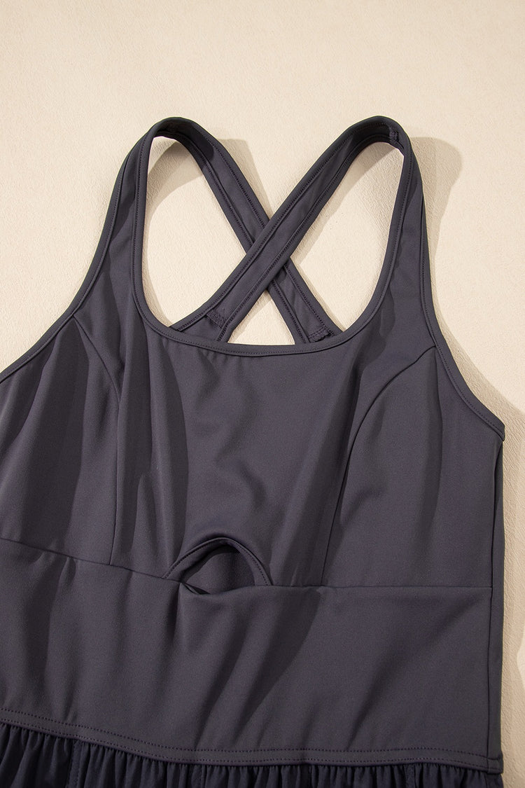 Cutout Square Neck Wide Strap Active Jumpsuit - MyEmpired