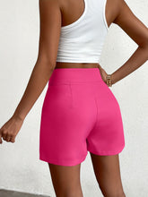 Fake Buttons High Waist Shorts, Elegant Loose Fit Shorts For Spring & Summer, Women&