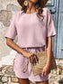 Waffle-Knit Half Sleeve Top and Shorts Set - MyEmpired