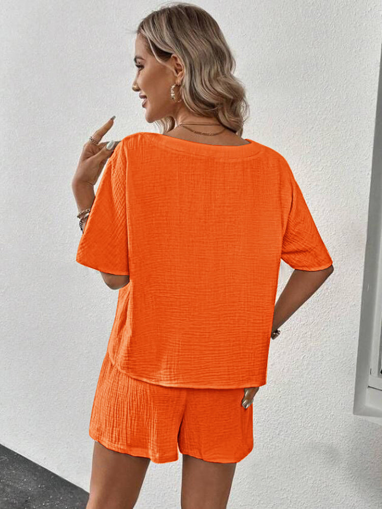 V-Neck Half Sleeve Top and Shorts Set - MyEmpired