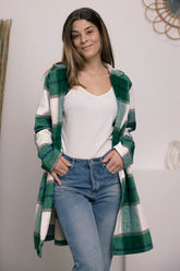 Double Take Full Size Plaid Button Up Lapel Collar Coat - MyEmpired
