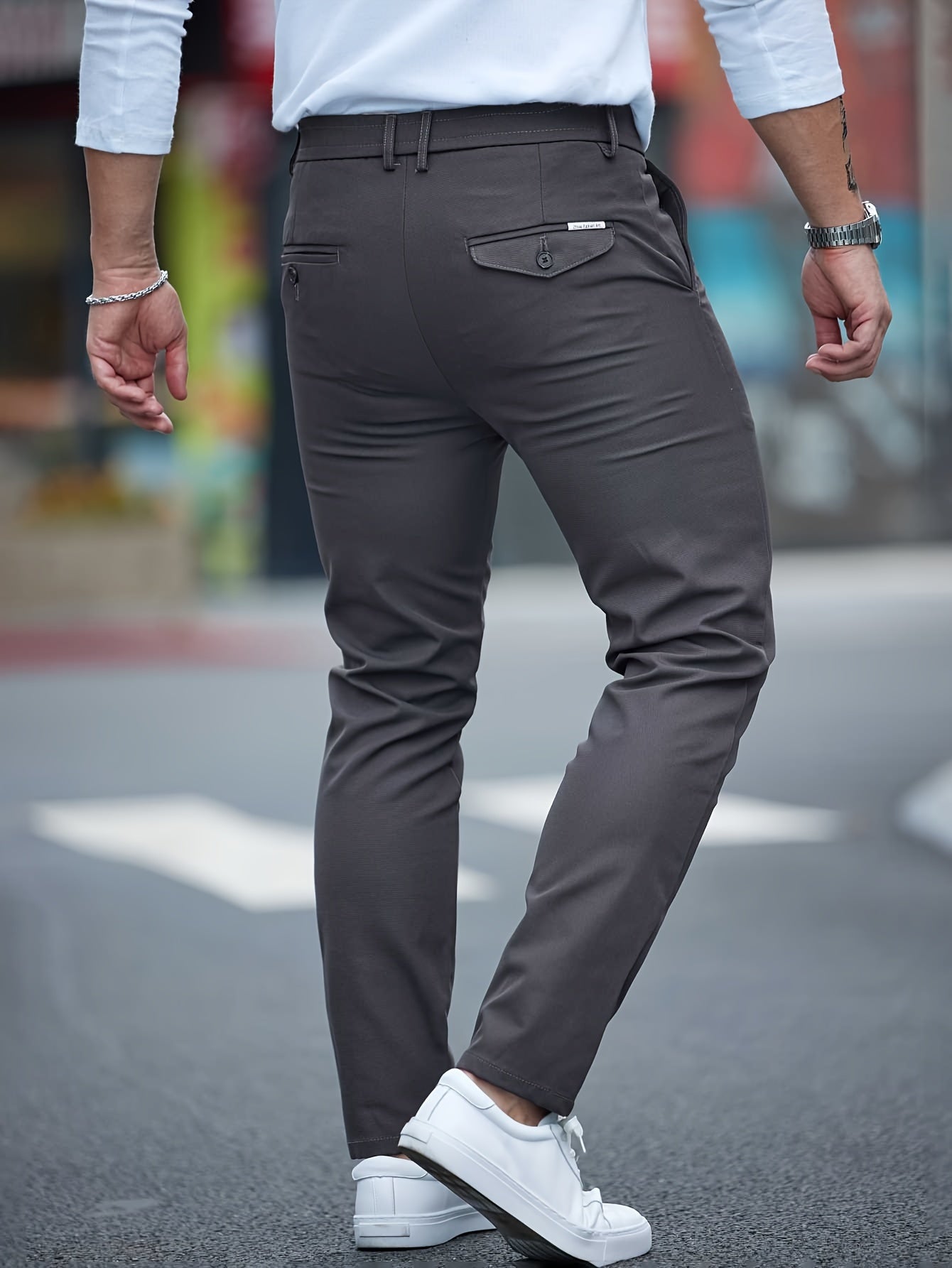 Men's Solid Color Straight Leg Pants, Casual Versatile Comfy Slim Trousers For Spring And Fall As Gift