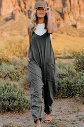 Double Take Full Size V-Neck Sleeveless Jumpsuit with Pockets - MyEmpired
