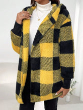Plaid Long Sleeve Hooded Coat - MyEmpired
