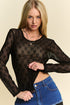 Davi & Dani Bow Mesh Round Neck Long Sleeve Top - MyEmpired