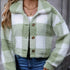 Plaid Teddy Coat, Casual Button Front Long Sleeve Winter Warm Outerwear, Women&