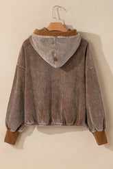 Drawstring Half Zip Long Sleeve Hoodie - MyEmpired