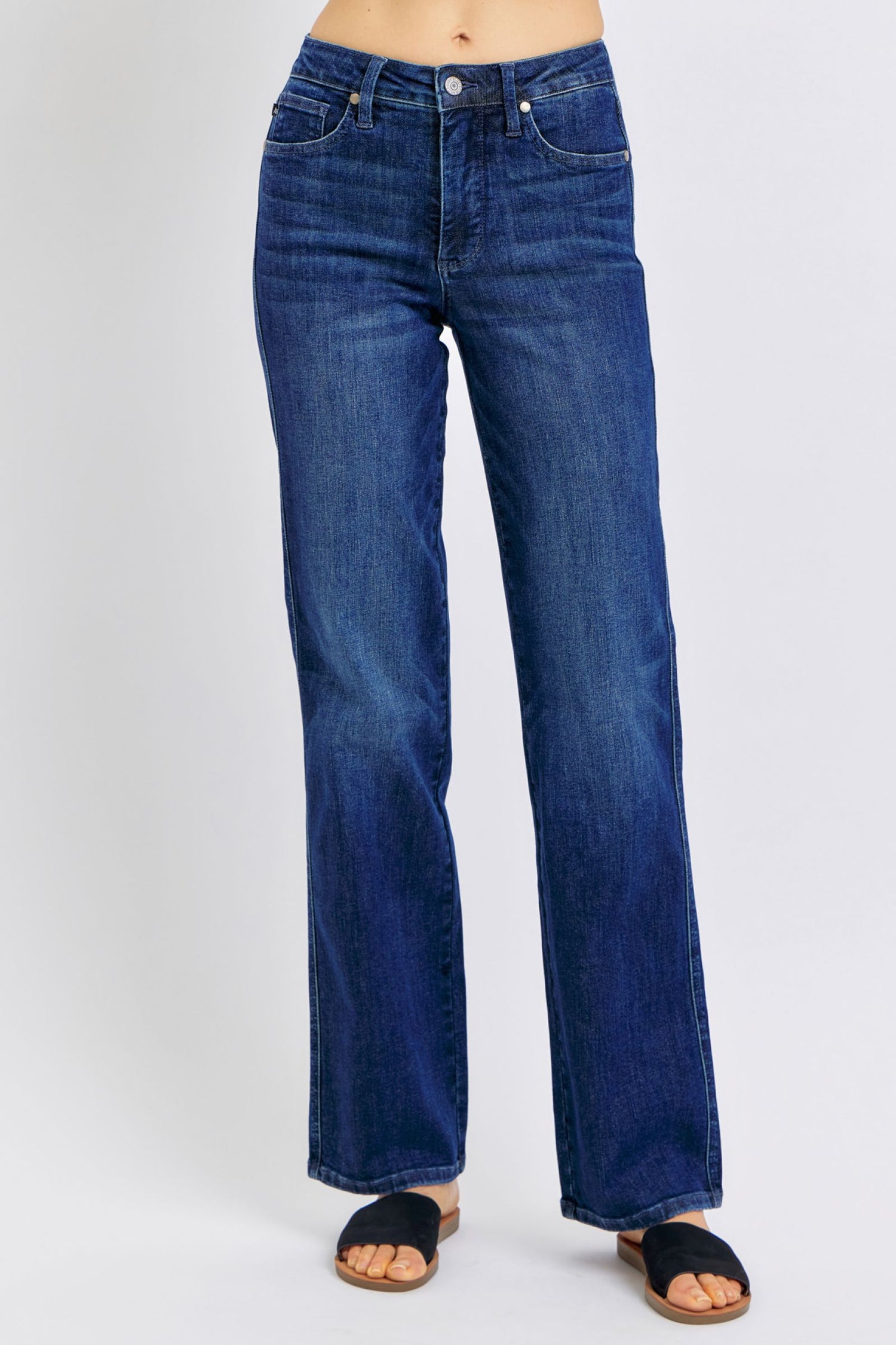 Judy Blue Full Size Tummy Control Straight Jeans Plus Size - MyEmpired