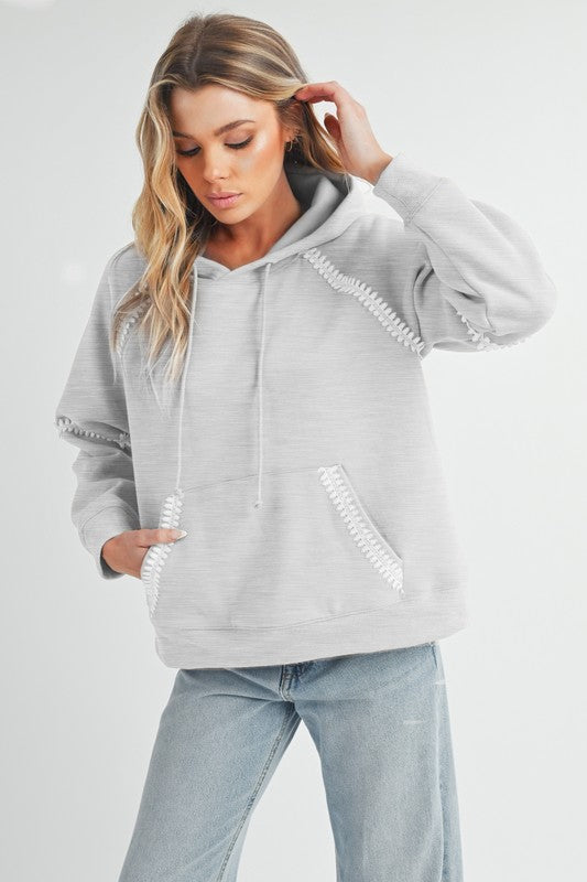 Aemi + Co Lace Detail Drawstring Hoodie with Kangaroo Pocket - MyEmpired