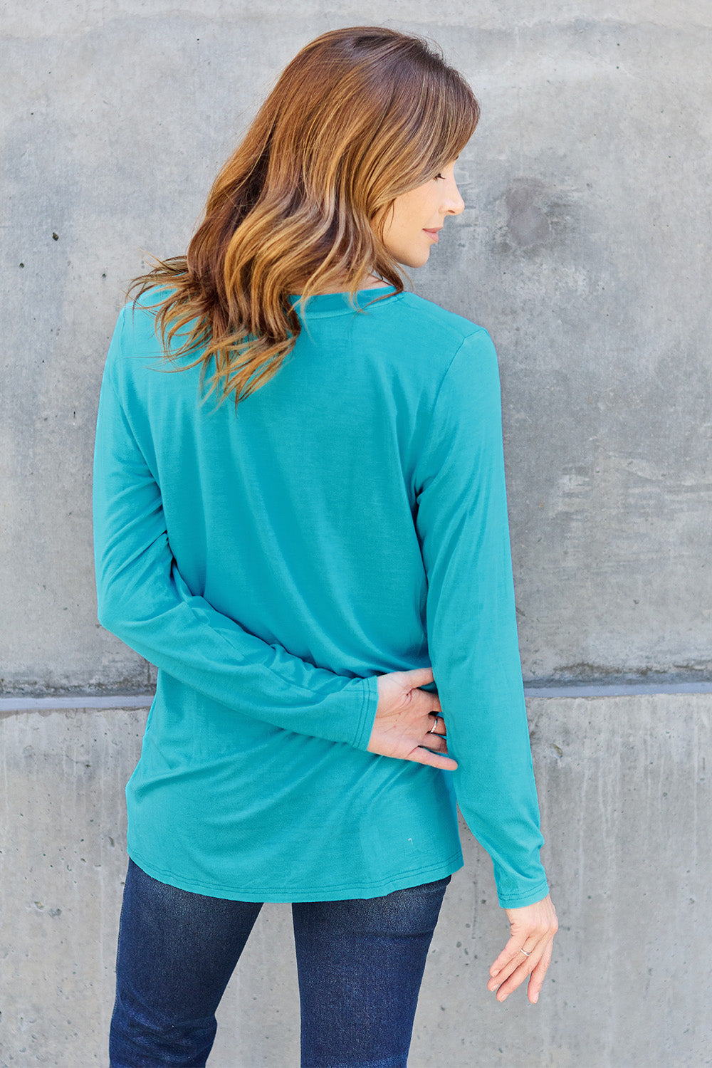 Basic Bae Full Size V-Neck Long Sleeve Top - MyEmpired