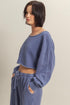 HYFVE Frayed Detail Boat Neck Long Sleeve Crop Top - MyEmpired