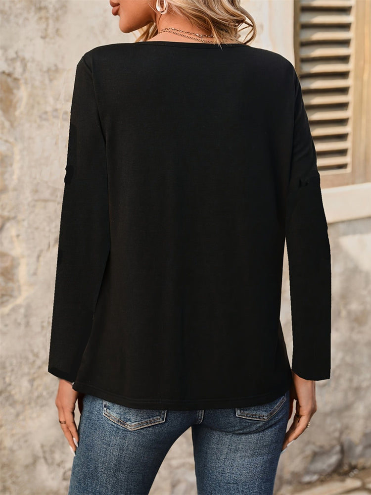 Notched Long Sleeve T-Shirt - MyEmpired