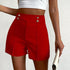 Fake Buttons High Waist Shorts, Elegant Loose Fit Shorts For Spring & Summer, Women&