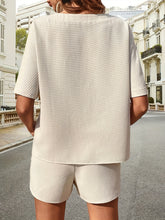 Waffle-Knit Half Sleeve Top and Shorts Set - MyEmpired