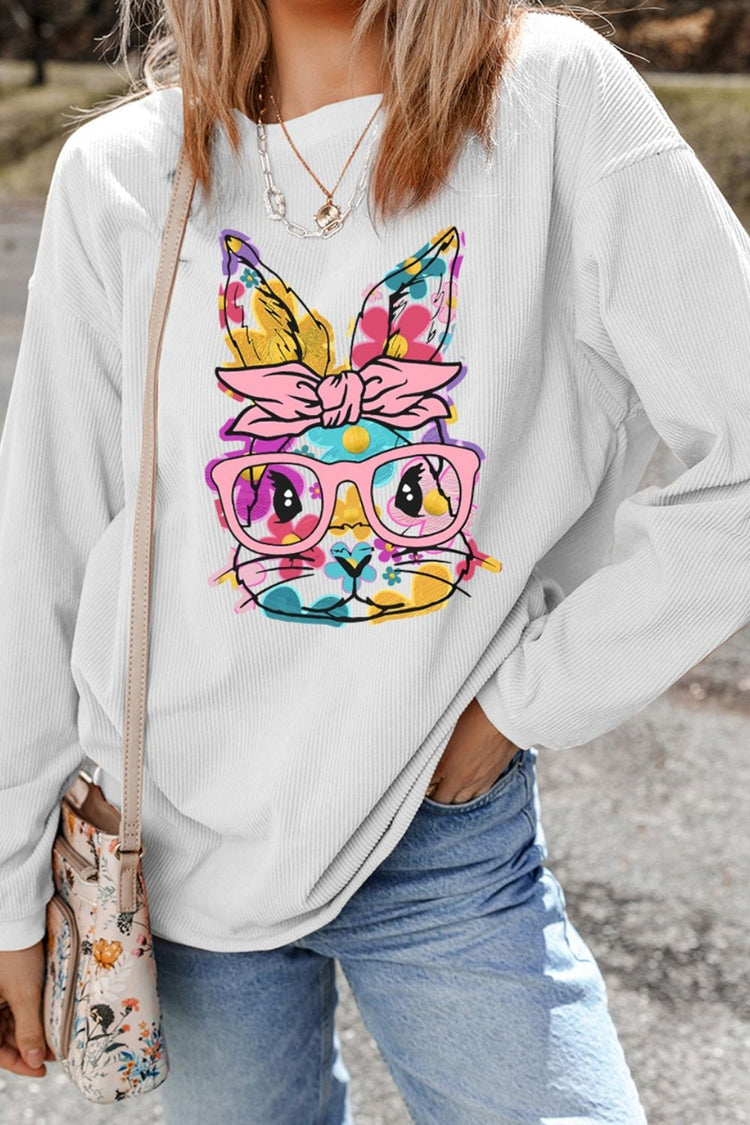 Bunny Graphic Round Neck Sweatshirt - MyEmpired