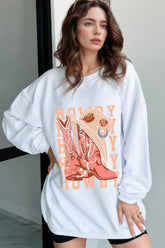 Boots Graphic Round Neck Long Sleeve Sweatshirt - MyEmpired