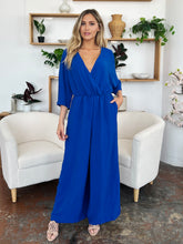 Double Take Full Size Surplice Wide Leg Jumpsuit with Pockets - MyEmpired