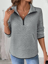 Perfee Texture Half Zip Long Sleeve Sweatshirt - MyEmpired