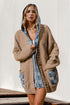 Double Take Full Size Hooded Denim Spliced Sweater Cardigan - MyEmpired