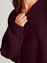 Double Take Side Slit Round Neck Long Sleeve Sweater - MyEmpired