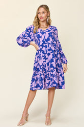 Double Take Full Size Printed Ruffle Hem Dress with Pocket - MyEmpired