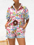 Printed Button Down Short Sleeve Top and Shorts Set - MyEmpired