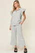 Double Take Texture Ruffle Short Sleeve Top and Drawstring Wide Leg Pants Set - MyEmpired