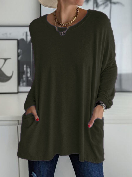 Full Size Round Neck Long Sleeve T-Shirt - MyEmpired