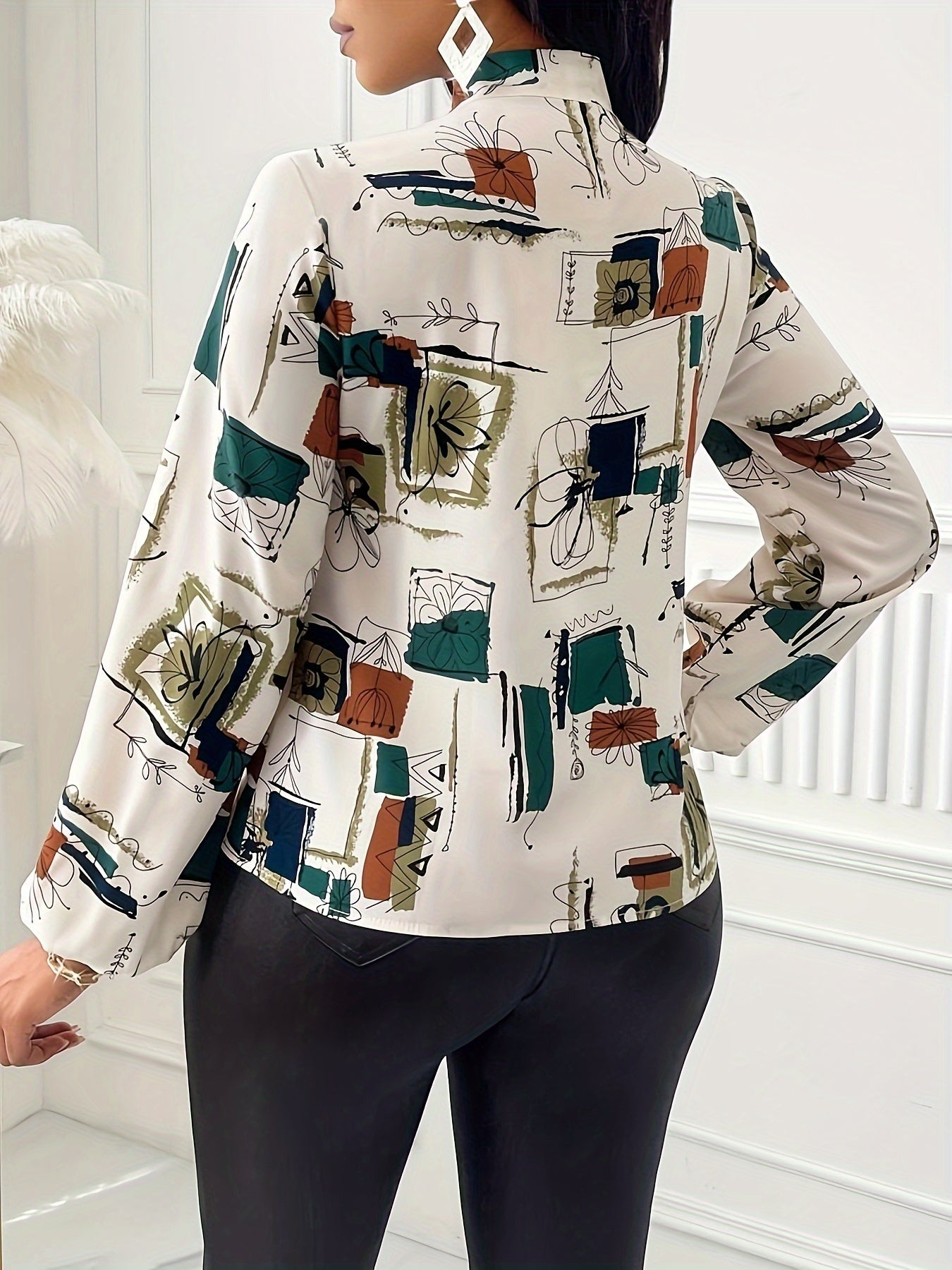 Elegant Geometric Print Blouse - MyEmpired