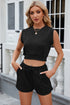 Round Neck Top and Drawstring Shorts Set - MyEmpired