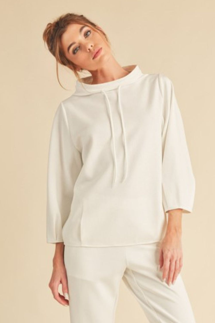 Aemi + Co Lightweight Drawstring Mock Neck Sweatshirt - MyEmpired